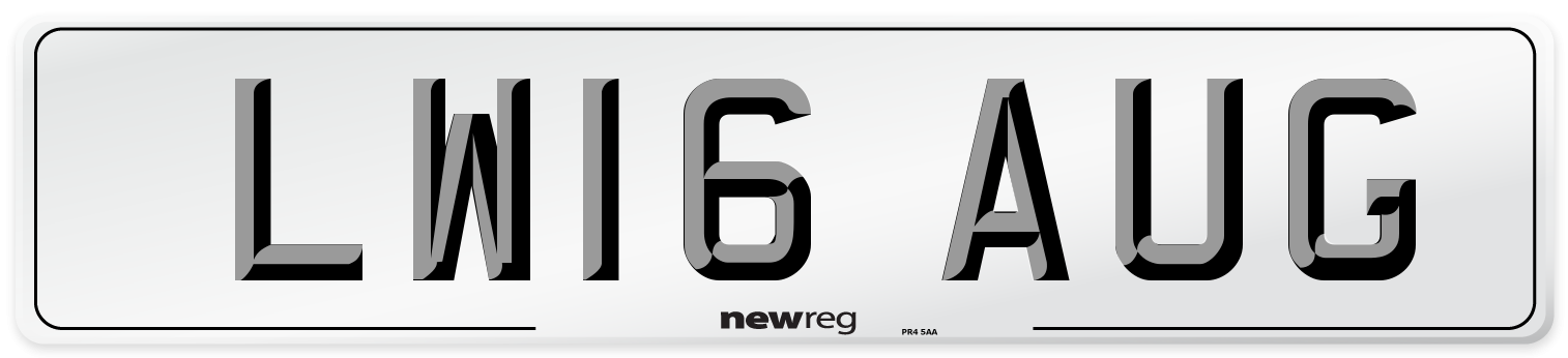 LW16 AUG Number Plate from New Reg